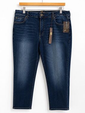 NWT KUT from the Kloth Katy High Rise Ankle Straight Jeans Sz 14 Dark Wash